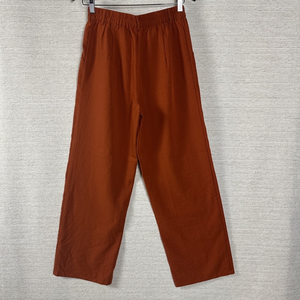 Feiersi Wide Leg Pants Women's Small Rust Orange High Rise Casual Boho Earthy - Picture 4 of 12
